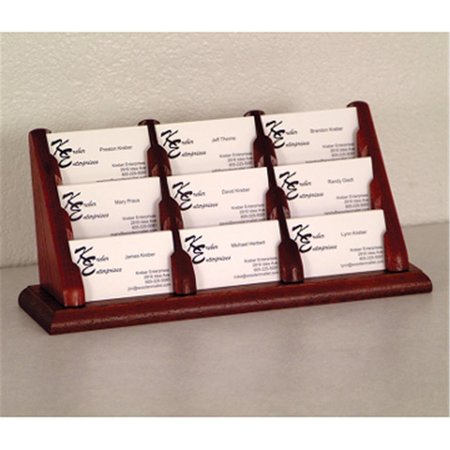 WOODEN MALLET 9 Pocket Countertop Business Card Holder in Mahogany WO599287